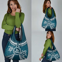 Kia Orana Cook Islands Grocery Bag Polynesian Turtle Crowberry Blue Color
