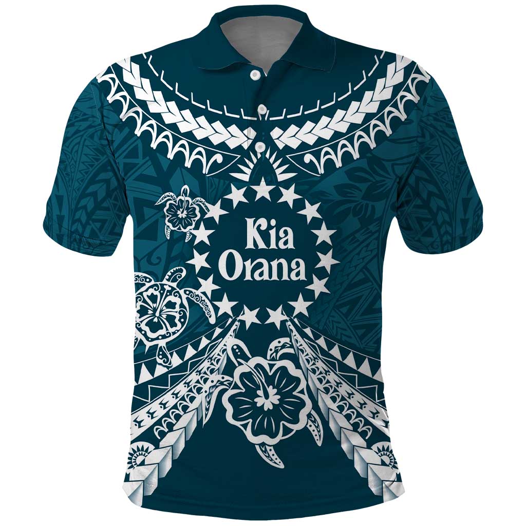 Kia Orana Cook Islands Polo Shirt Polynesian Turtle Crowberry Blue Color LT14 Crowberry Blue - Polynesian Pride