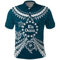 Kia Orana Cook Islands Polo Shirt Polynesian Turtle Crowberry Blue Color LT14 Crowberry Blue - Polynesian Pride