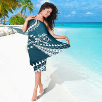 Kia Orana Cook Islands Sarong Polynesian Turtle Crowberry Blue Color