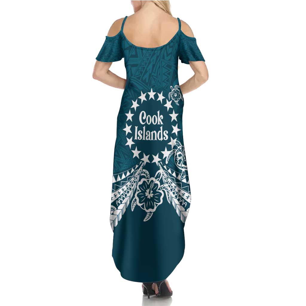 Kia Orana Cook Islands Summer Maxi Dress Polynesian Turtle Crowberry Blue Color