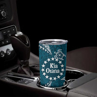 Kia Orana Cook Islands Tumbler Cup Polynesian Turtle Crowberry Blue Color