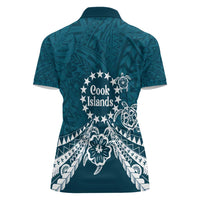Kia Orana Cook Islands Women Polo Shirt Polynesian Turtle Crowberry Blue Color