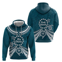 Kia Orana Cook Islands Zip Hoodie Polynesian Turtle Crowberry Blue Color