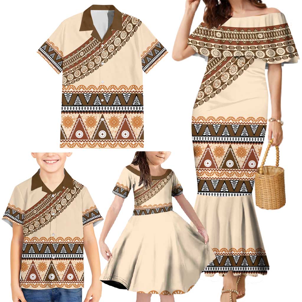 Bula Fiji Family Matching Mermaid Dress and Hawaiian Shirt 2025 Pasifika Traditional Fijian Masi LT14 - Polynesian Pride
