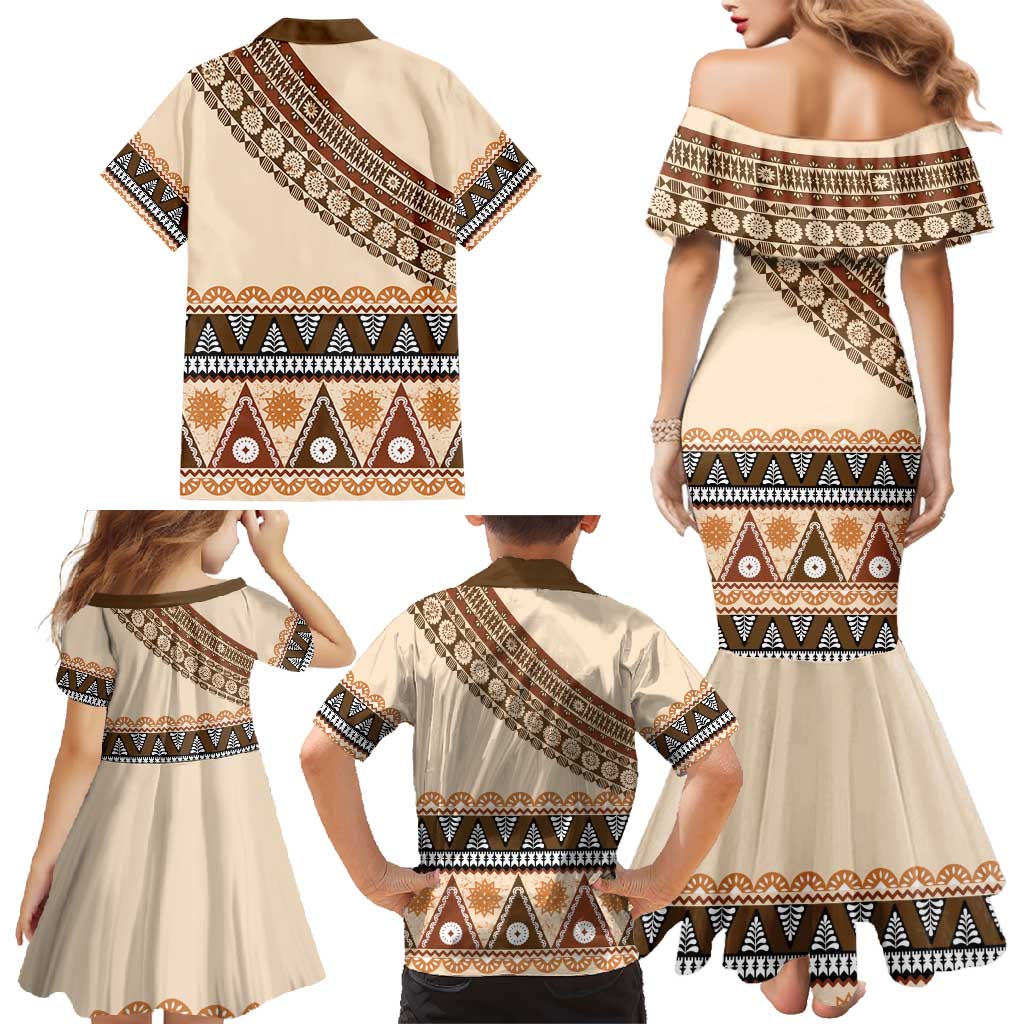 Bula Fiji Family Matching Mermaid Dress and Hawaiian Shirt 2025 Pasifika Traditional Fijian Masi LT14 - Polynesian Pride