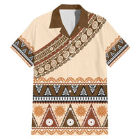 Bula Fiji Family Matching Mermaid Dress and Hawaiian Shirt 2025 Pasifika Traditional Fijian Masi LT14 Dad's Shirt - Short Sleeve Beige - Polynesian Pride