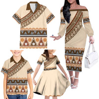 Bula Fiji Family Matching Off The Shoulder Long Sleeve Dress and Hawaiian Shirt 2025 Pasifika Traditional Fijian Masi LT14 - Polynesian Pride