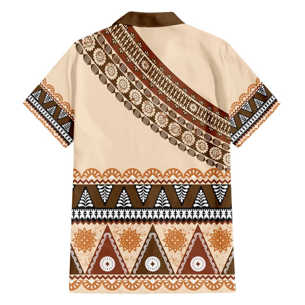 Bula Fiji Family Matching Off Shoulder Short Dress and Hawaiian Shirt 2025 Pasifika Traditional Fijian Masi LT14 - Polynesian Pride