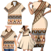 Bula Fiji Family Matching Short Sleeve Bodycon Dress and Hawaiian Shirt 2025 Pasifika Traditional Fijian Masi LT14 - Polynesian Pride