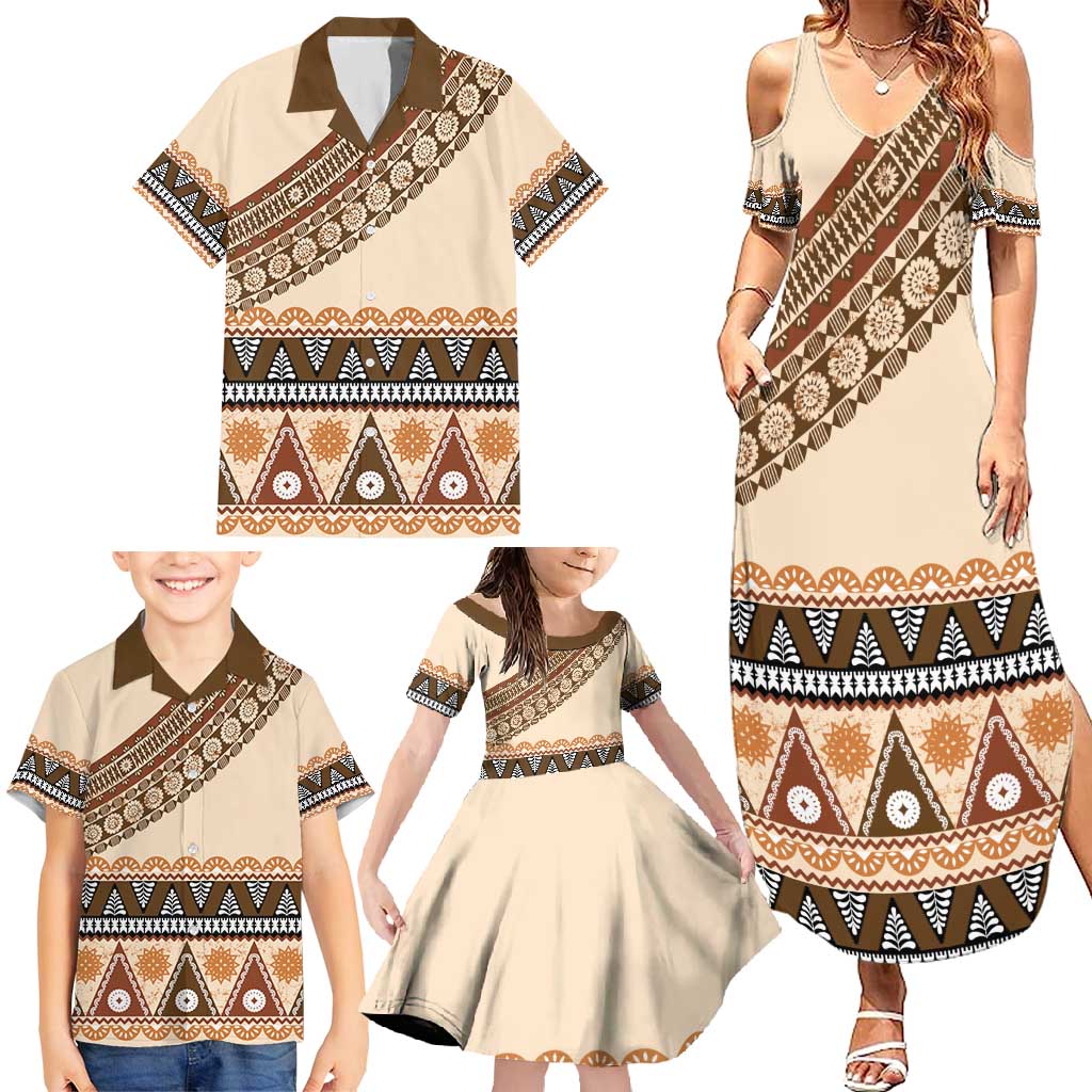 Bula Fiji Family Matching Summer Maxi Dress and Hawaiian Shirt 2025 Pasifika Traditional Fijian Masi LT14 - Polynesian Pride