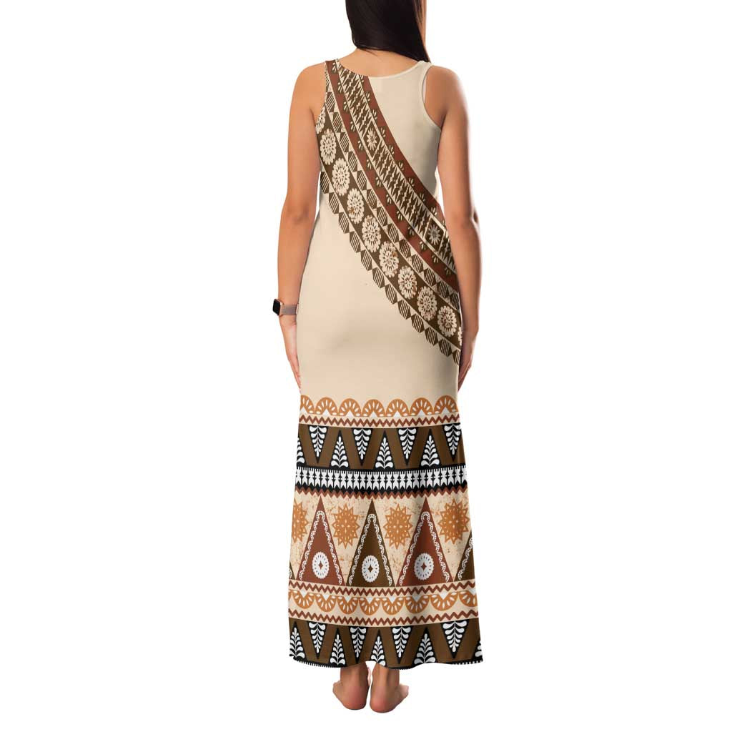 Bula Fiji Family Matching Tank Maxi Dress and Hawaiian Shirt 2025 Pasifika Traditional Fijian Masi LT14 - Polynesian Pride