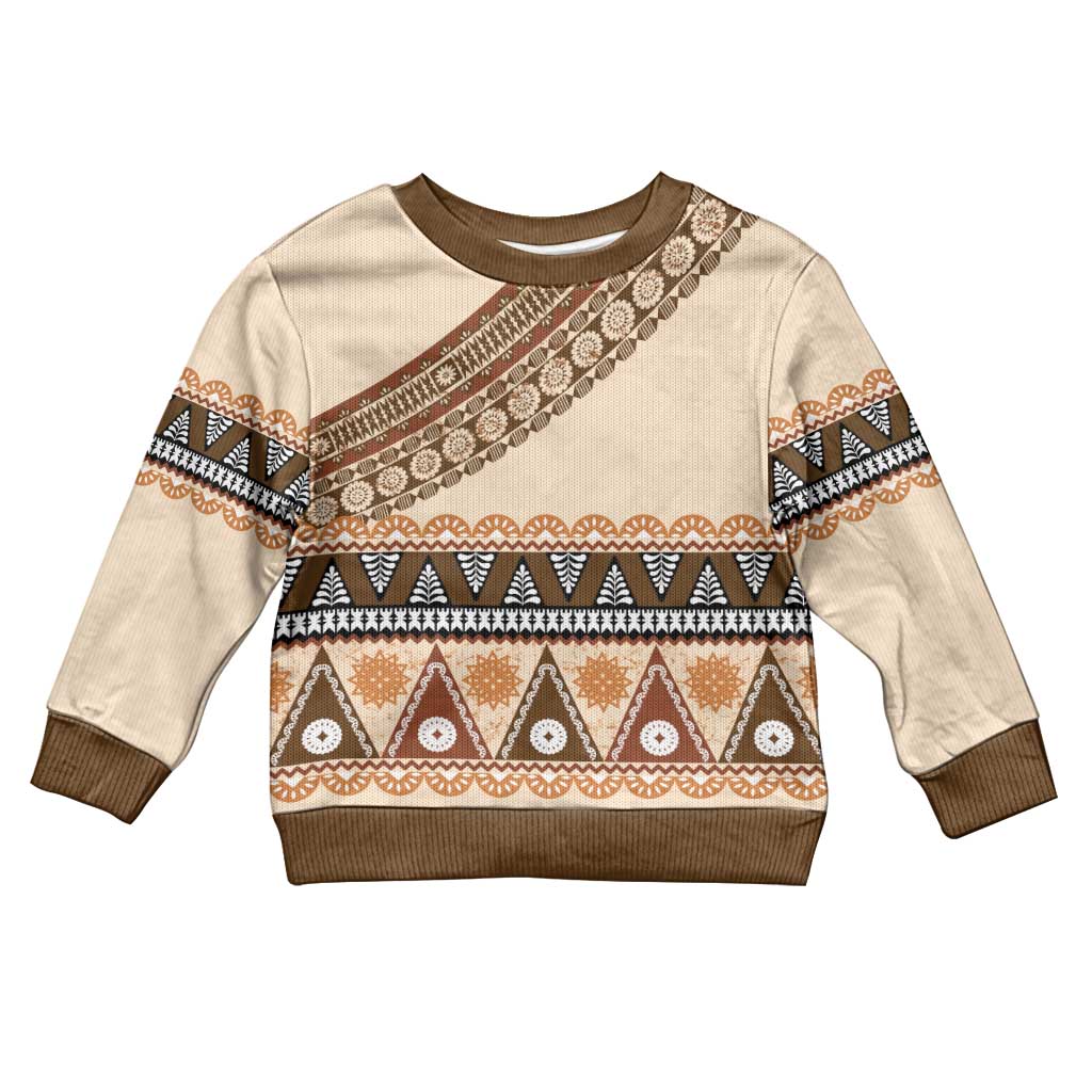 Bula Fiji Kid Ugly Christmas Sweater 2025 Pasifika Traditional Fijian Masi - Polynesian Pride
