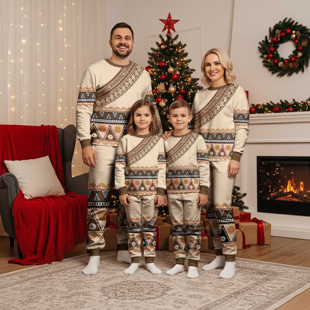 Bula Fiji Christmas Pajama Set 2025 Pasifika Traditional Fijian Masi - Polynesian Pride