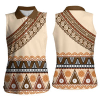 Bula Fiji Women Sleeveless Polo Shirt 2025 Pasifika Traditional Fijian Masi LT14 - Polynesian Pride