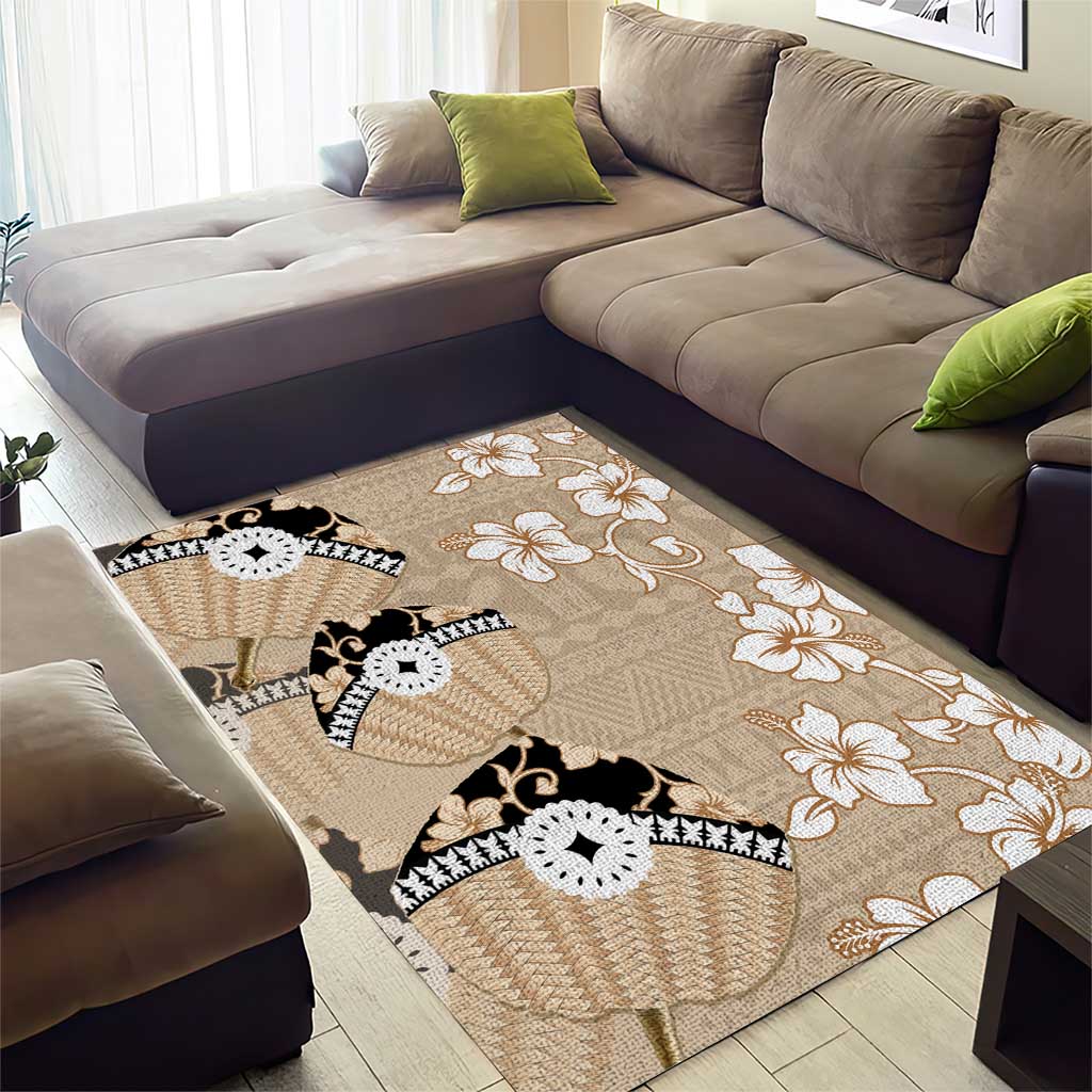 Bula Fiji Iri Buli Area Rug Woven Fan With Fijian Tapa
