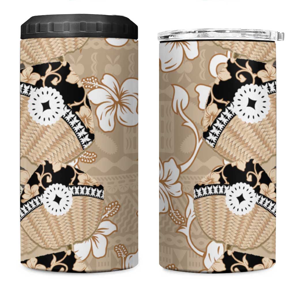 Bula Fiji Iri Buli 4 in 1 Can Cooler Tumbler Woven Fan With Fijian Tapa
