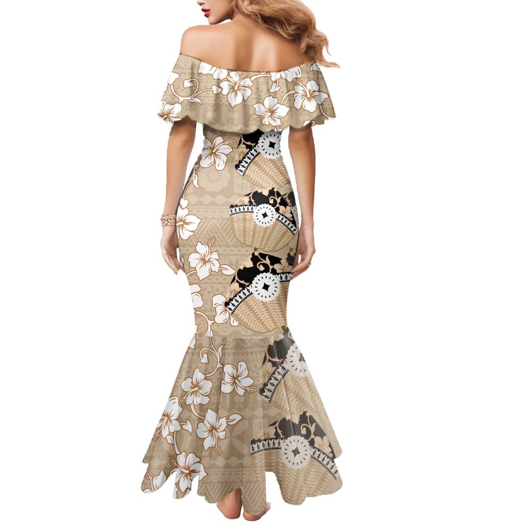 Bula Fiji Iri Buli Family Matching Mermaid Dress and Hawaiian Shirt Woven Fan With Fijian Tapa LT14 - Polynesian Pride
