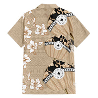 Bula Fiji Iri Buli Family Matching Off Shoulder Short Dress and Hawaiian Shirt Woven Fan With Fijian Tapa LT14 - Polynesian Pride