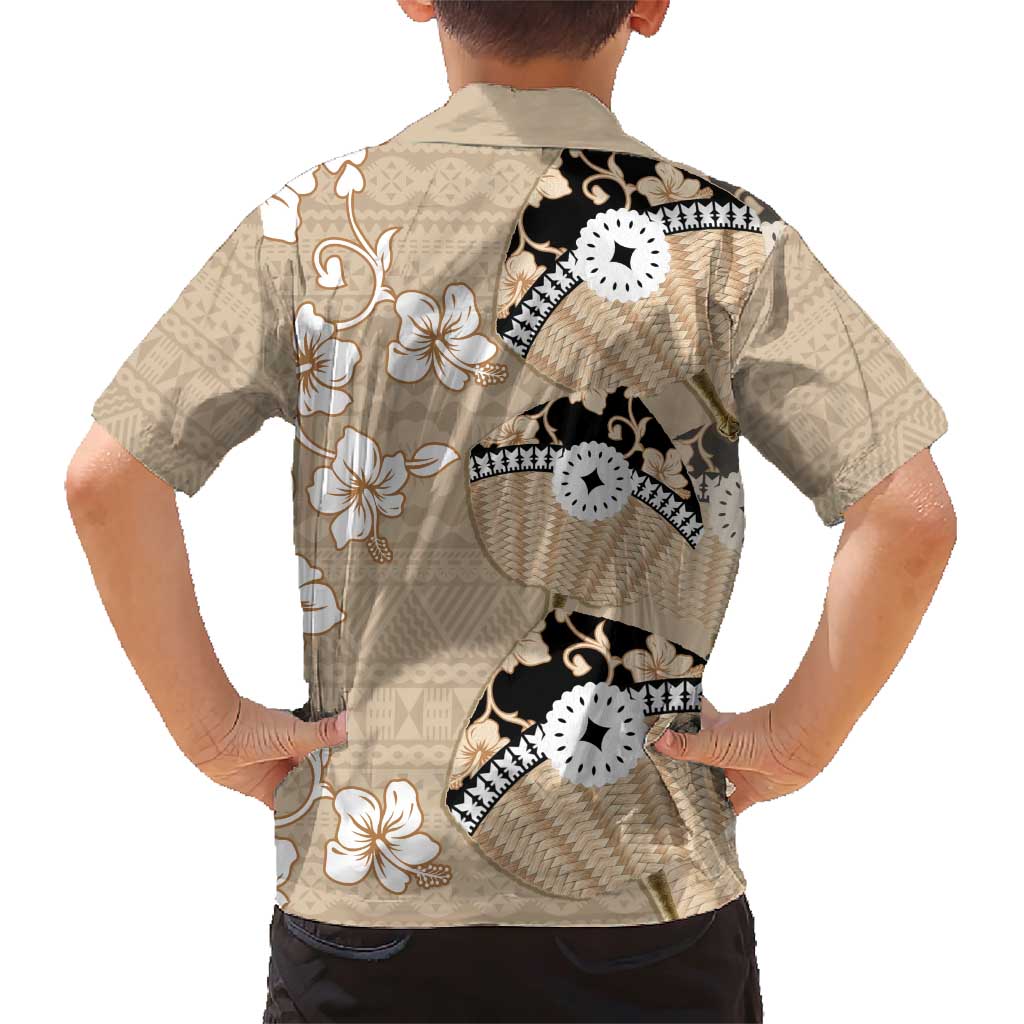 Bula Fiji Iri Buli Family Matching Short Sleeve Bodycon Dress and Hawaiian Shirt Woven Fan With Fijian Tapa LT14 - Polynesian Pride