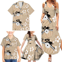 Bula Fiji Iri Buli Family Matching Summer Maxi Dress and Hawaiian Shirt Woven Fan With Fijian Tapa LT14 - Polynesian Pride
