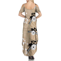 Bula Fiji Iri Buli Family Matching Summer Maxi Dress and Hawaiian Shirt Woven Fan With Fijian Tapa LT14 - Polynesian Pride