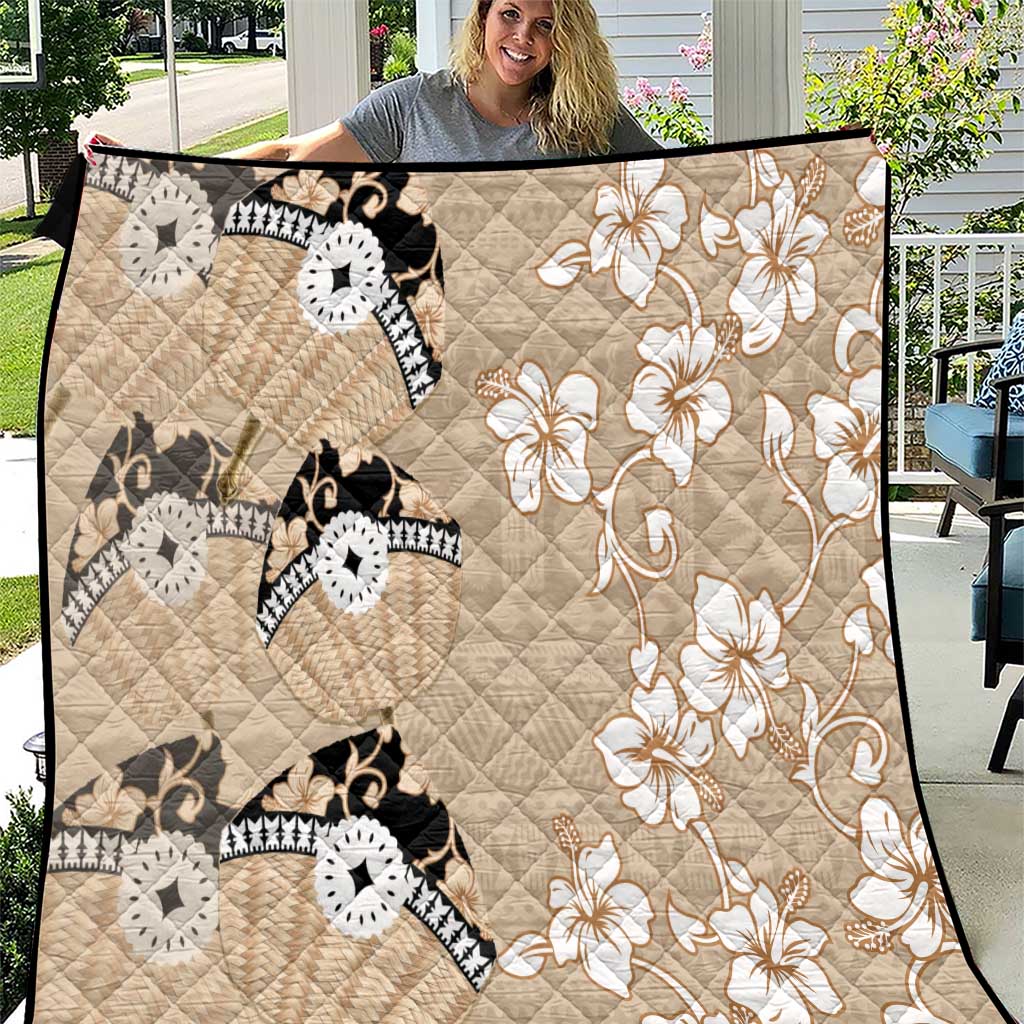 Bula Fiji Iri Buli Quilt Woven Fan With Fijian Tapa