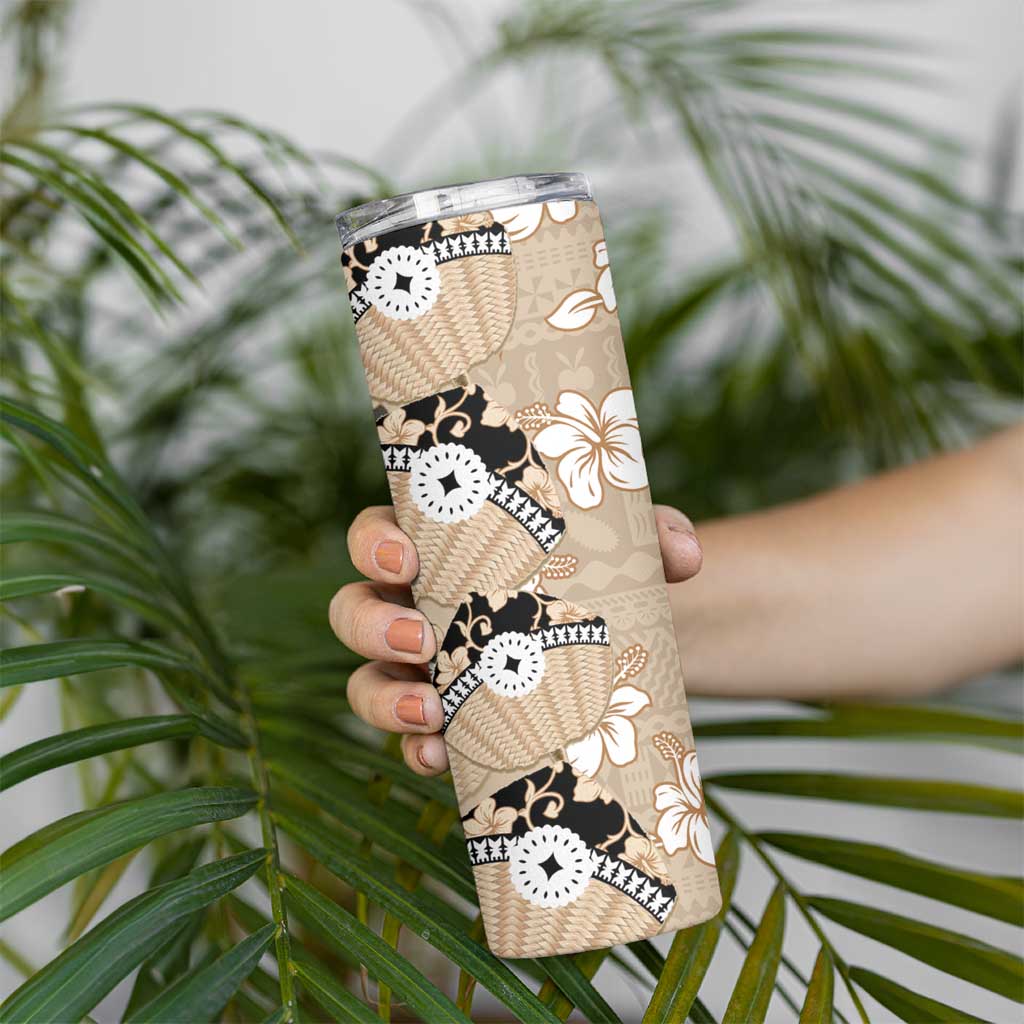 Bula Fiji Iri Buli Skinny Tumbler Woven Fan With Fijian Tapa