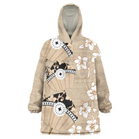 Bula Fiji Iri Buli Wearable Blanket Hoodie Woven Fan With Fijian Tapa LT14 One Size Beige - Polynesian Pride