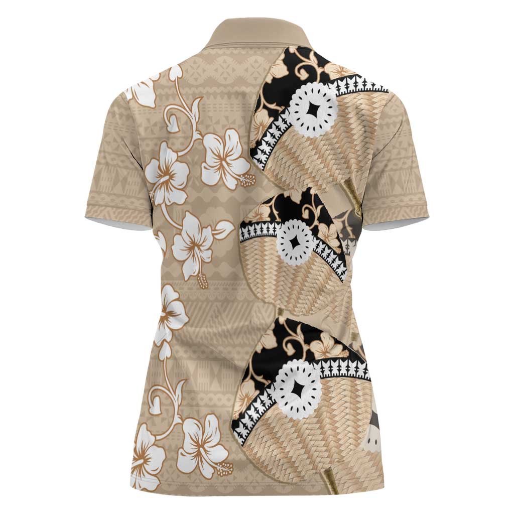 Bula Fiji Iri Buli Women Polo Shirt Woven Fan With Fijian Tapa LT14 - Polynesian Pride