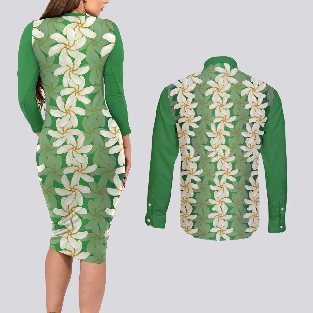 Ia Orana Tahiti Tiare Maori Seamless Style Couples Matching Long Sleeve Bodycon Dress and Long Sleeve Button Shirt LT14 - Polynesian Pride
