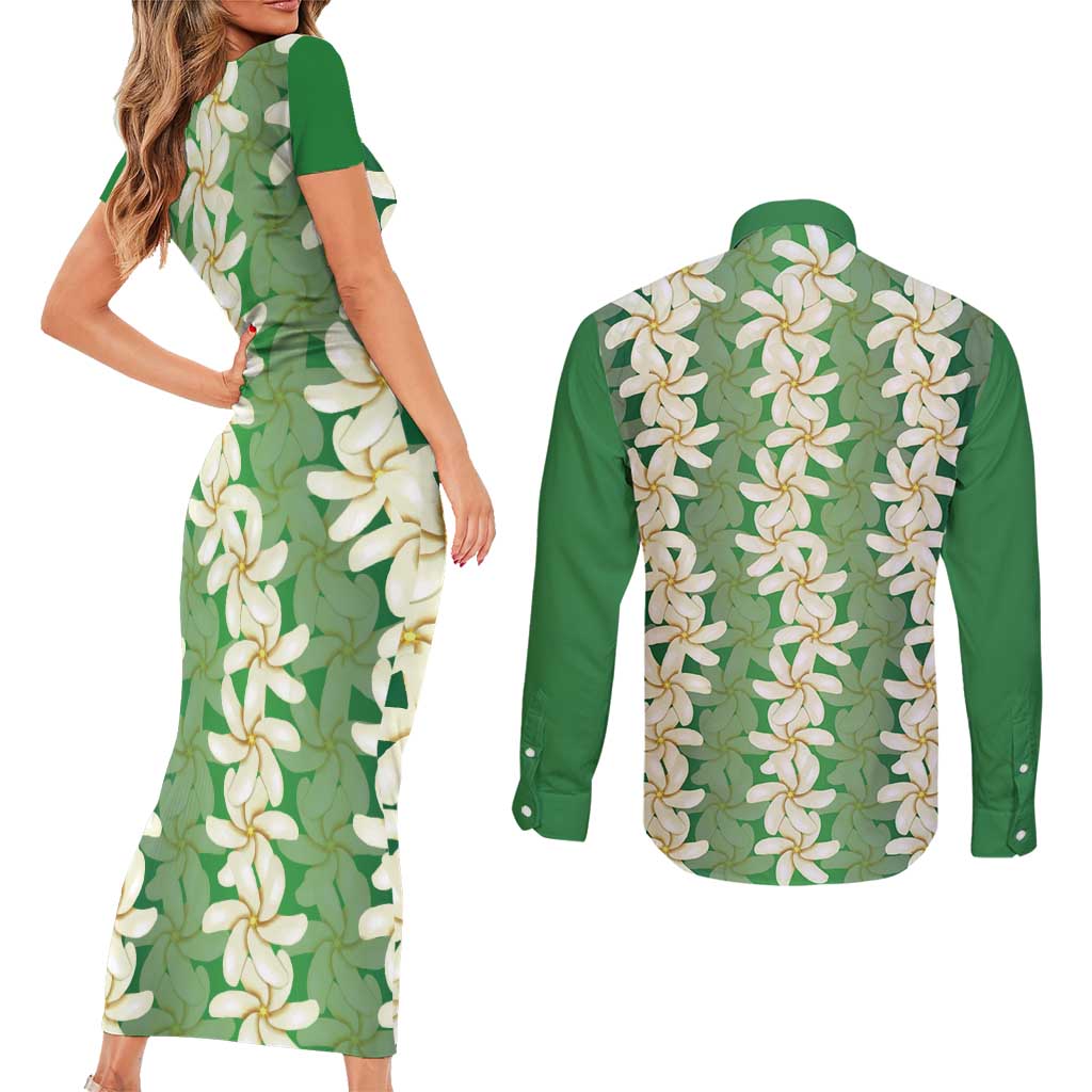 Ia Orana Tahiti Tiare Maori Seamless Style Couples Matching Short Sleeve Bodycon Dress and Long Sleeve Button Shirt LT14 - Polynesian Pride
