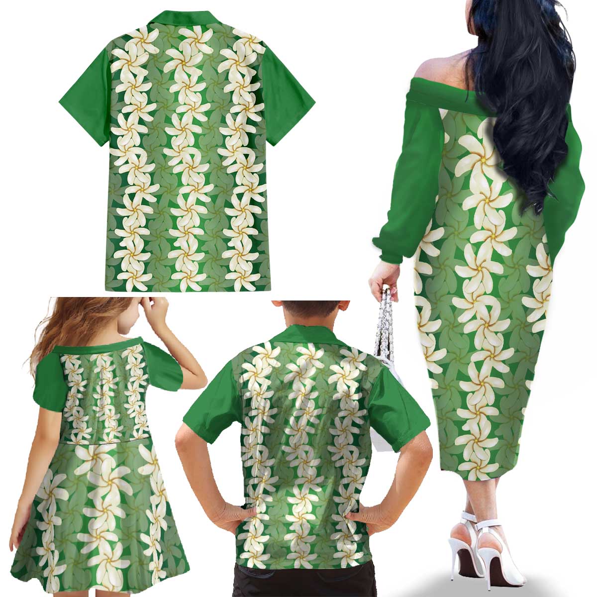 Ia Orana Tahiti Tiare Maori Seamless Style Family Matching Off The Shoulder Long Sleeve Dress and Hawaiian Shirt LT14 - Polynesian Pride