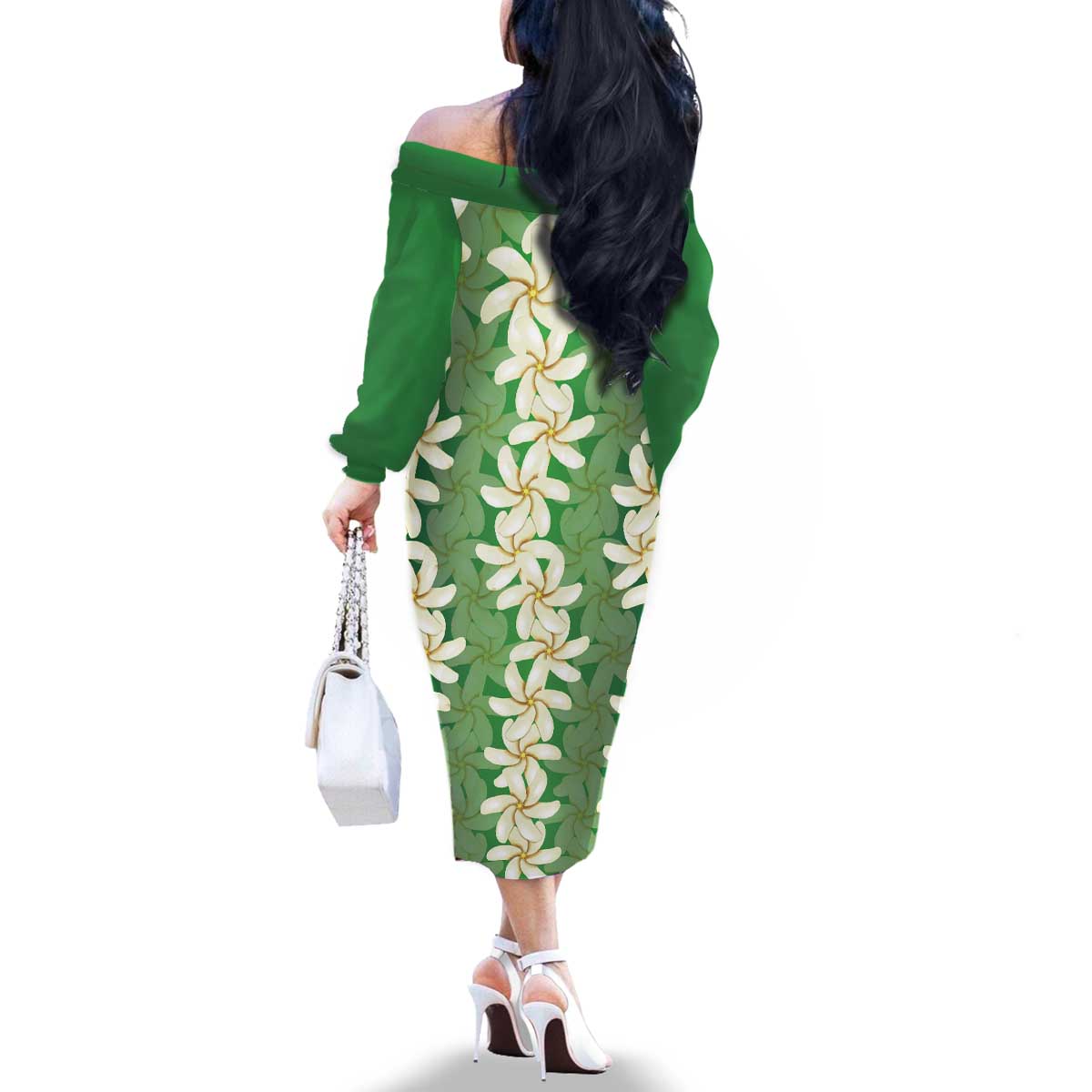 Ia Orana Tahiti Tiare Maori Seamless Style Family Matching Off The Shoulder Long Sleeve Dress and Hawaiian Shirt LT14 - Polynesian Pride
