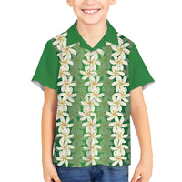 Ia Orana Tahiti Tiare Maori Seamless Style Family Matching Off Shoulder Maxi Dress and Hawaiian Shirt LT14 Son's Shirt Green - Polynesian Pride