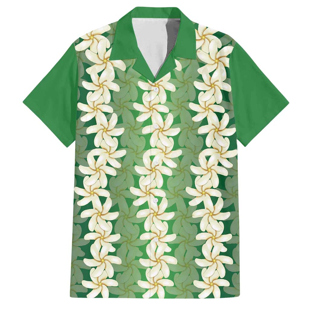 Ia Orana Tahiti Tiare Maori Seamless Style Family Matching Tank Maxi Dress and Hawaiian Shirt LT14 Dad's Shirt - Short Sleeve Green - Polynesian Pride