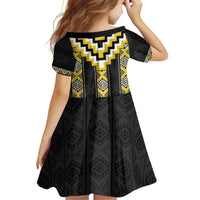 Yellow Taniko Aotearoa Family Matching Off Shoulder Short Dress and Hawaiian Shirt Niho Taniwha Mix Poutama LT14 - Polynesian Pride