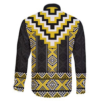 Yellow Taniko Aotearoa Family Matching Off Shoulder Short Dress and Hawaiian Shirt Niho Taniwha Mix Poutama LT14 - Polynesian Pride