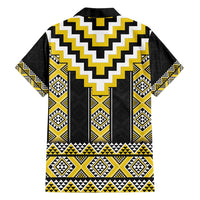 Yellow Taniko Aotearoa Family Matching Summer Maxi Dress and Hawaiian Shirt Niho Taniwha Mix Poutama LT14 - Polynesian Pride