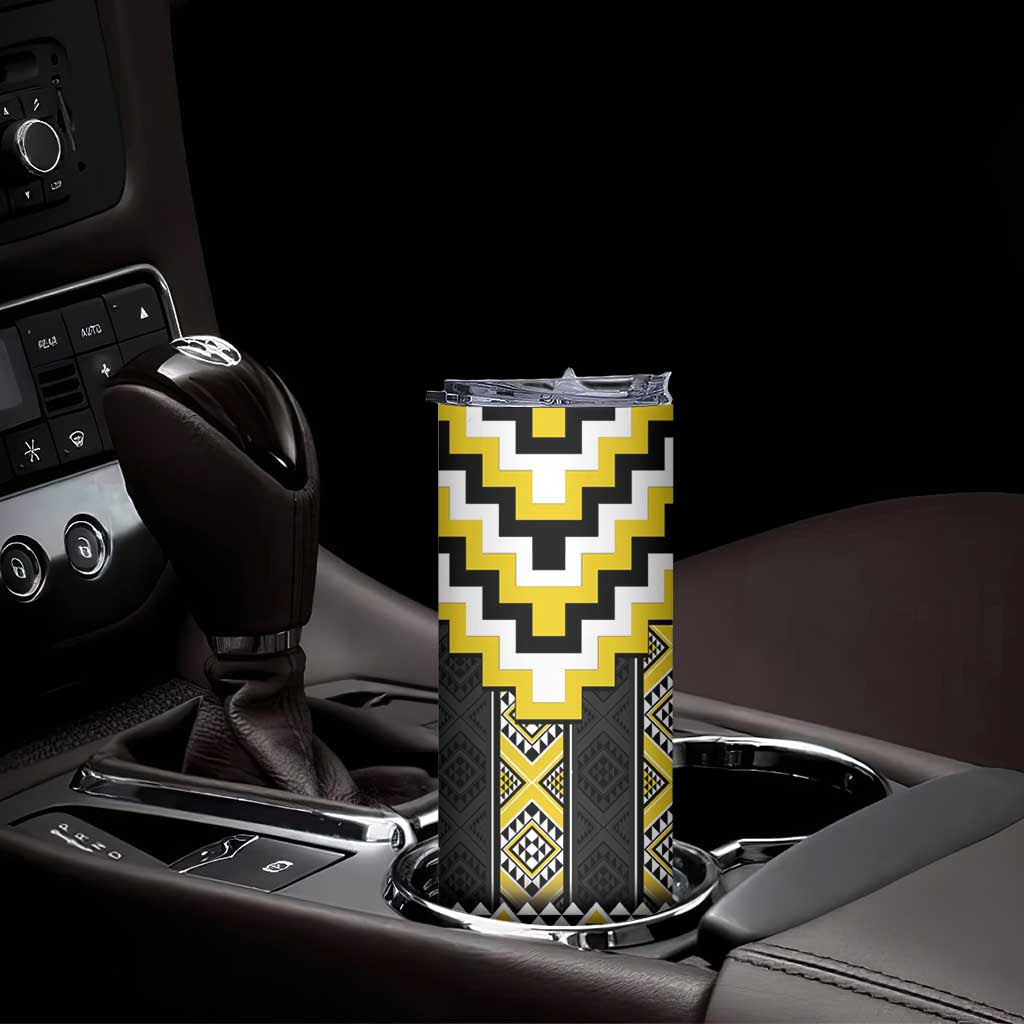 Yellow Taniko Aotearoa Skinny Tumbler Niho Taniwha Mix Poutama