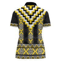 Yellow Taniko Aotearoa Women Polo Shirt Niho Taniwha Mix Poutama