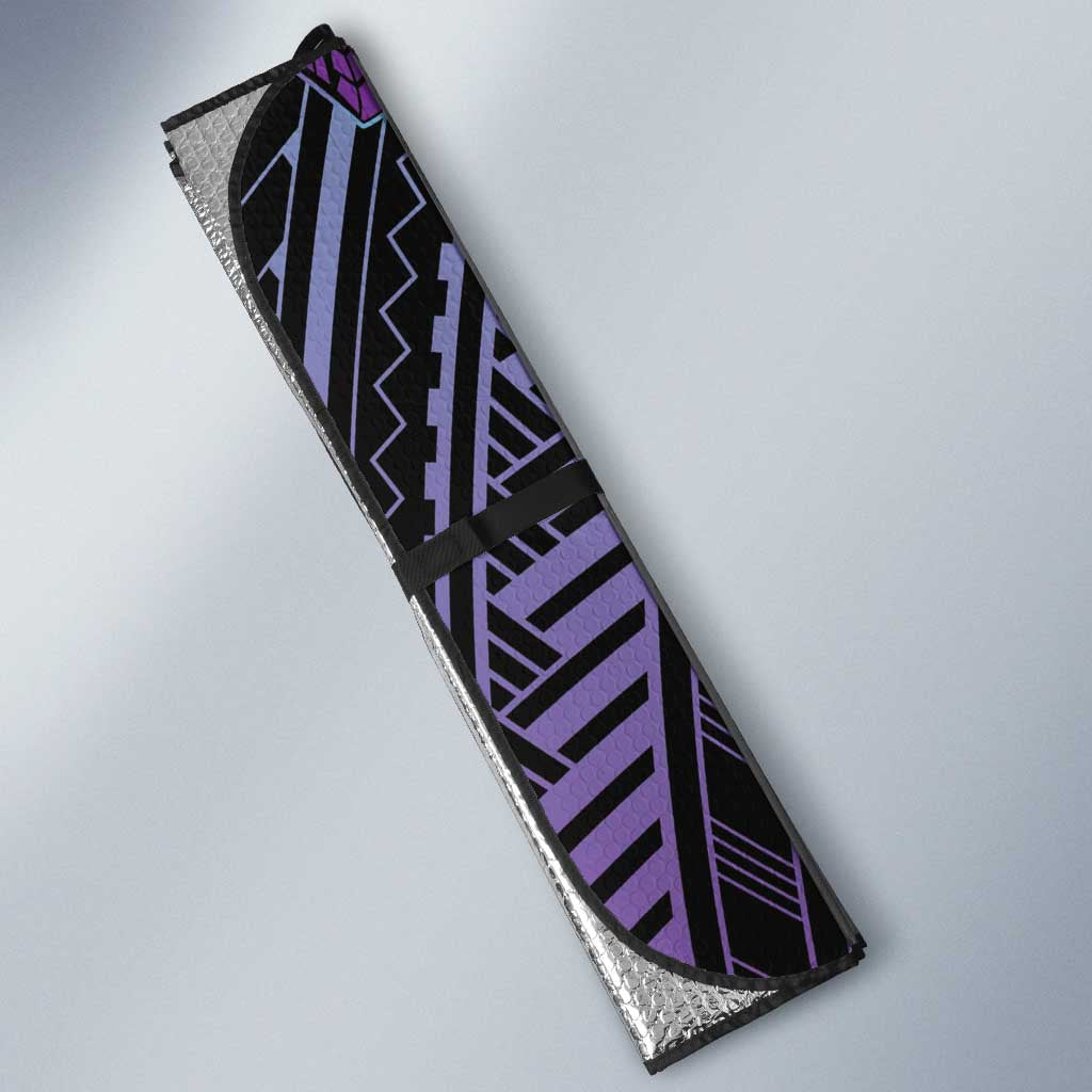 Teal Purple Polynesia Plumeria Tattoo Auto Sun Shade