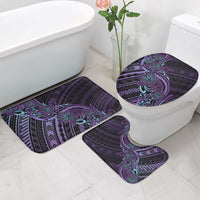 Teal Purple Polynesia Plumeria Tattoo Bathroom Set
