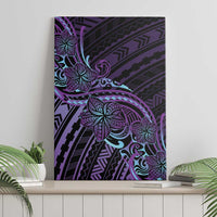 Teal Purple Polynesia Plumeria Tattoo Canvas Wall Art