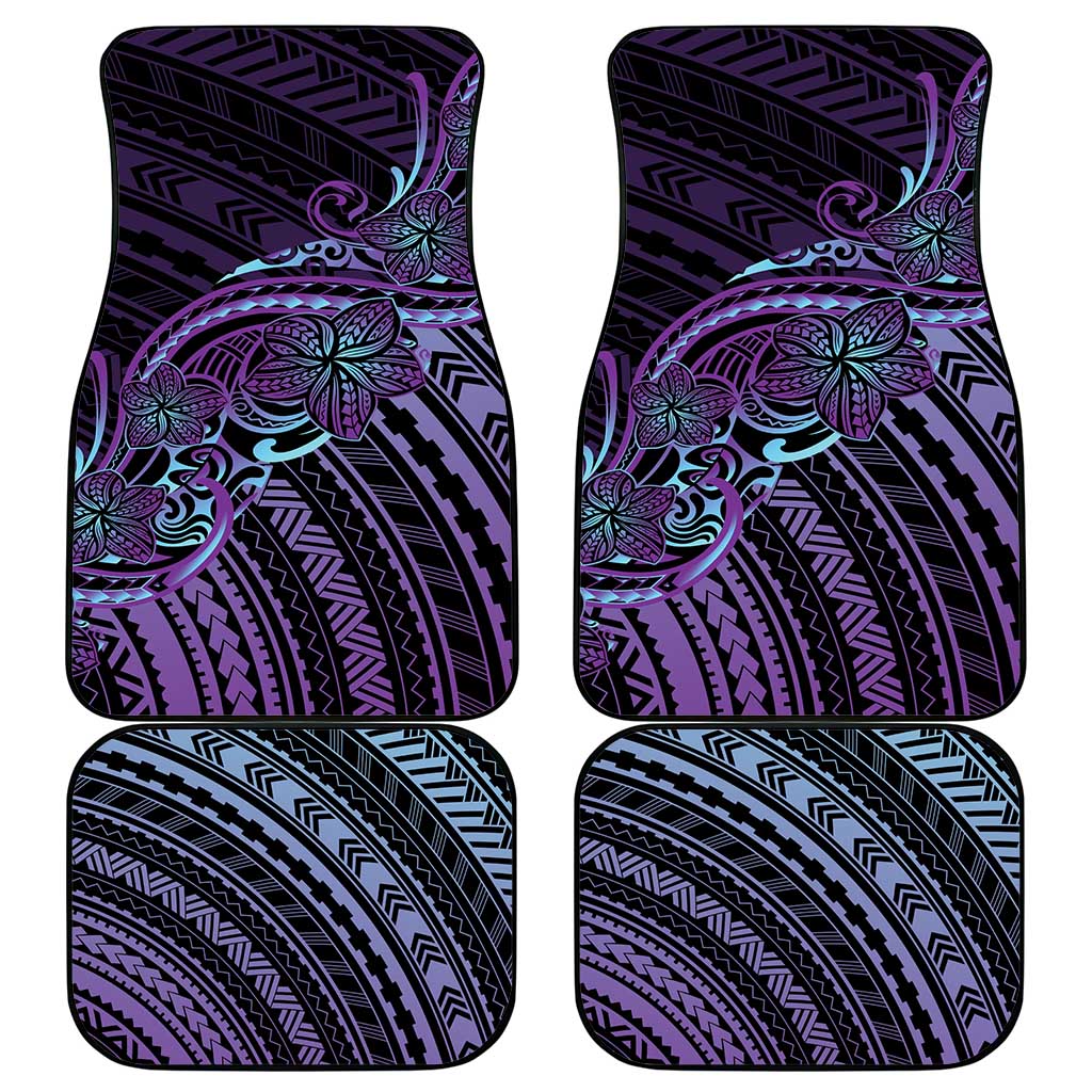 Teal Purple Polynesia Plumeria Tattoo Car Mats