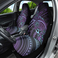 Teal Purple Polynesia Plumeria Tattoo Car Seat Cover