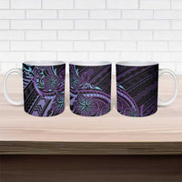 Teal Purple Polynesia Plumeria Tattoo Ceramic Mug