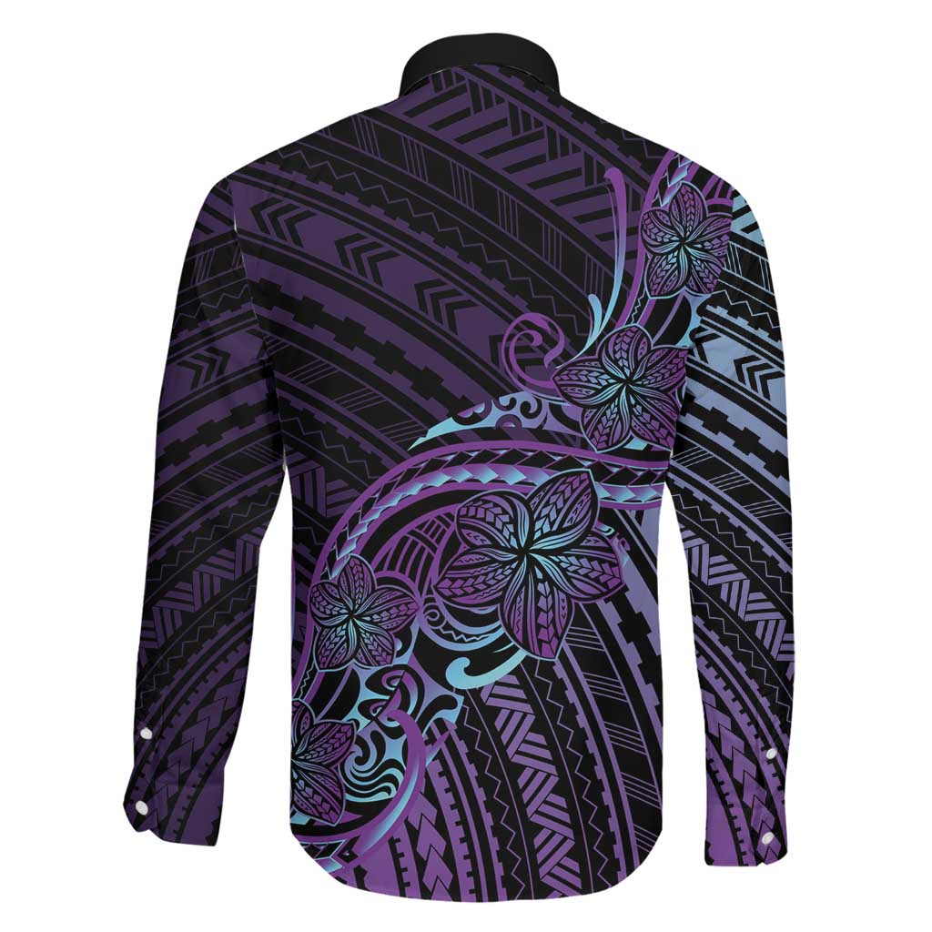 Teal Purple Polynesia Plumeria Tattoo Family Matching Mermaid Dress and Hawaiian Shirt LT14 - Polynesian Pride