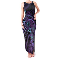 Teal Purple Polynesia Plumeria Tattoo Family Matching Tank Maxi Dress and Hawaiian Shirt LT14 Mom's Dress Purple - Polynesian Pride