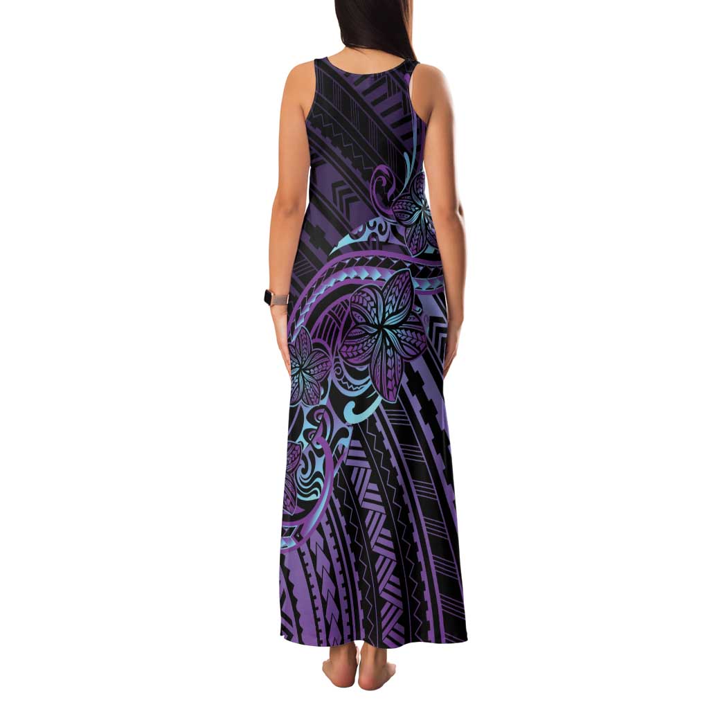 Teal Purple Polynesia Plumeria Tattoo Family Matching Tank Maxi Dress and Hawaiian Shirt LT14 - Polynesian Pride